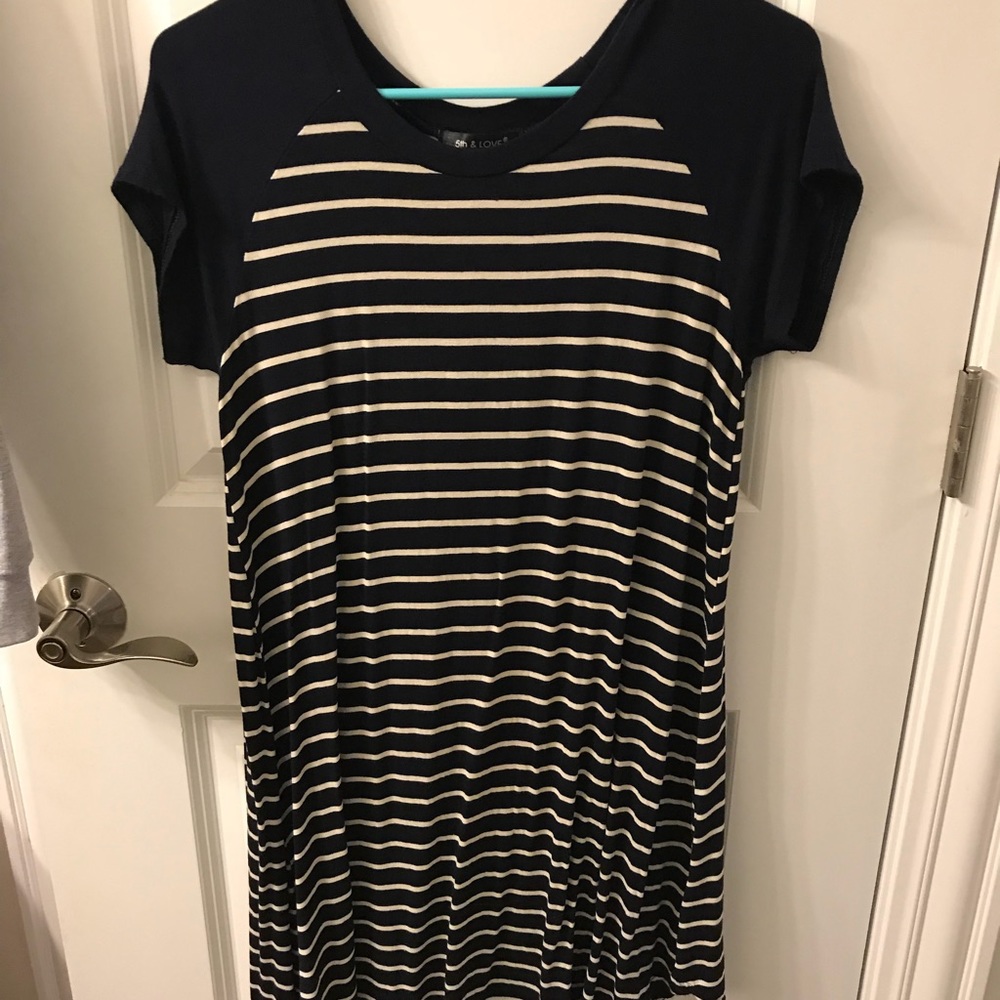 navy/creme dress